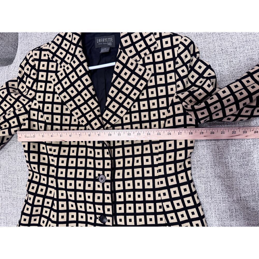 Lafayette 148 New York Women’s Work Dress Blazer Jacket Cream Black Buttons 12 - Picture 8 of 12